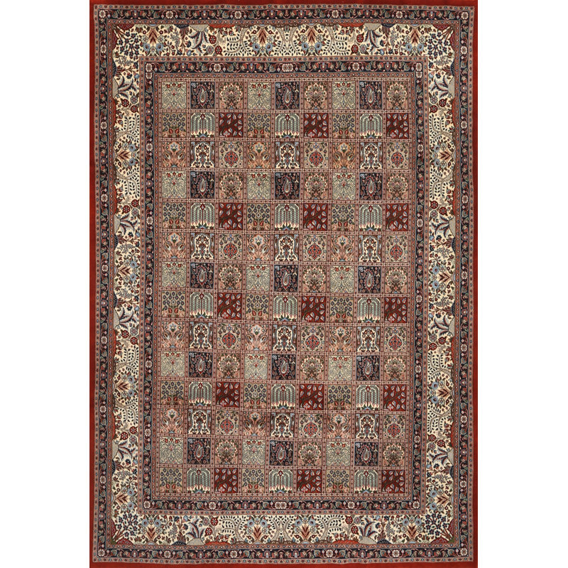 Tapis traditionnel brun / crème / gris, Rectangle 8 pi x 10 pi