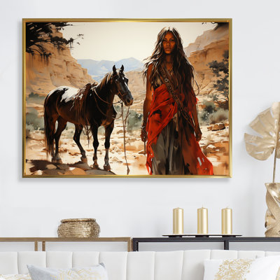 Native American Warriro Canyon Echoes - Native American Art Canvas Wall Art