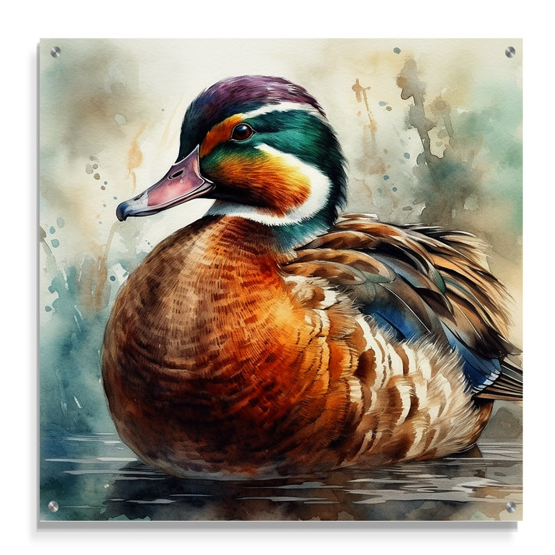 Magnifique canard mâle IV - décor d'art mural en acrylique, H 36 po x l 36 po