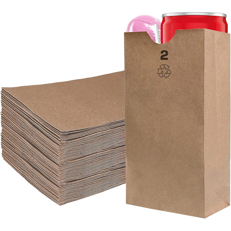 Sacs en papier kraft brun Ecoqualité de 2 lb, capacité de 2 lb, pour les collations, les repas et la marchandise (400)
