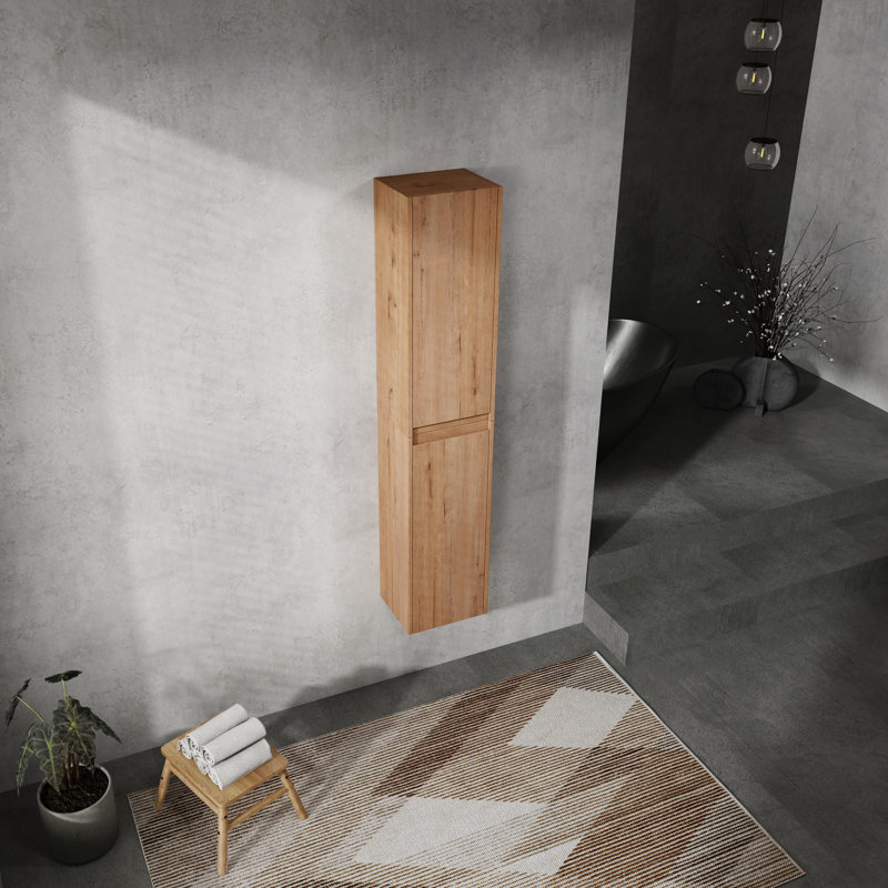 Armoire de salle de bain latérale 12 po, murale, 2 portes silencieuses à fermeture, contemporaine, option de rangement abondante, portes imitation chêne avec fermeture en douceur, modernité, grand choix,