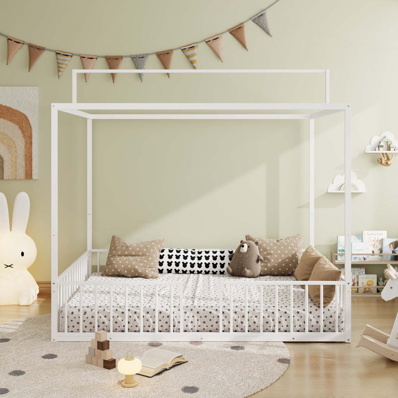 Lit convertible en métal 3-en-1 Montessori, Full, White
