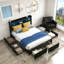 Structure de lit double avec 6 tiroirs de rangement