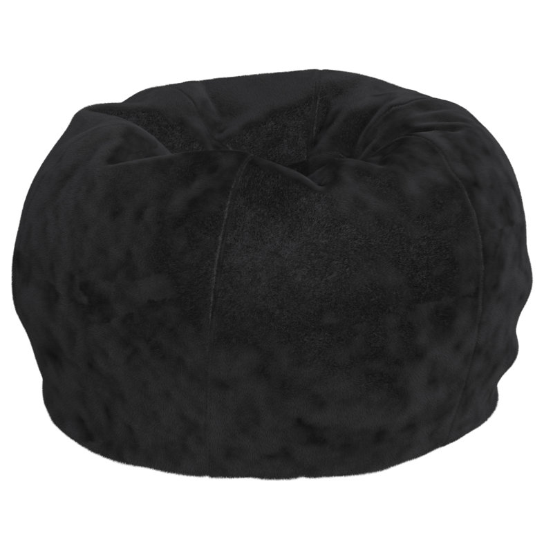 Fauteuil à billes en coton Classic, Petit, Fourrure noire