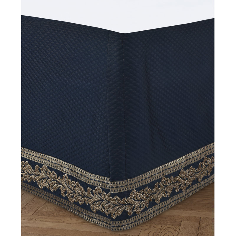 Navy Blue Satin Queen Comforter Set with Frills