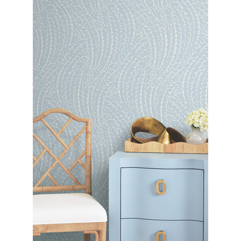 Papier peint botanique bleu ciel Willow Song, Bleu ciel
