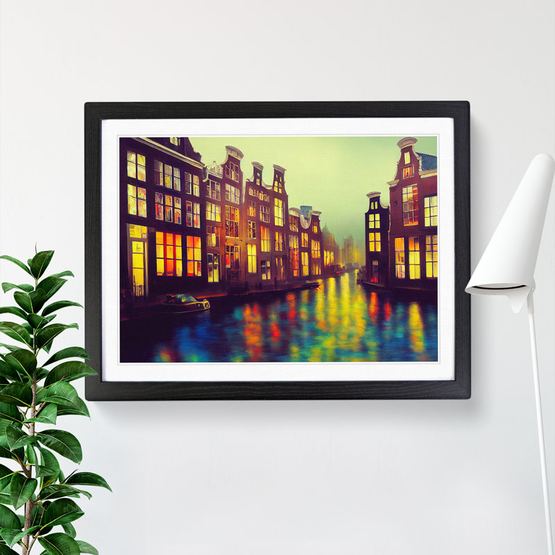 Amsterdam Canal Art Painting - Framed Print