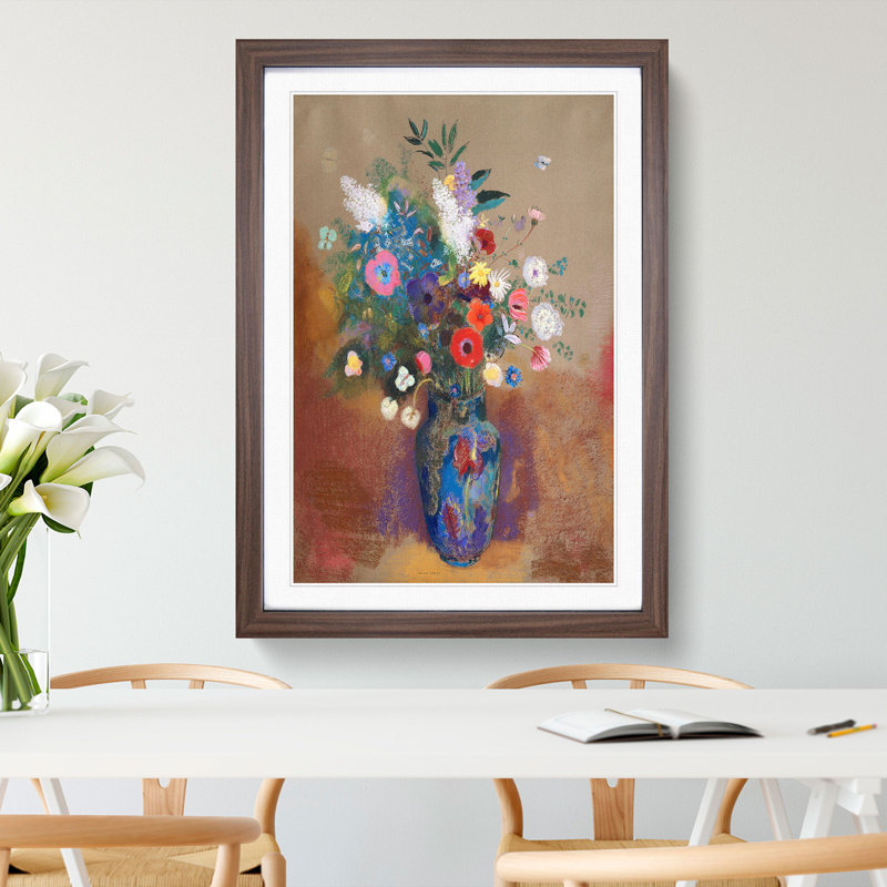 Vase of Flowers Vol.7 by Odilon Redon - Picture Frame Painting, 48cm H x 36cm W x 2cm D, Walnut Framed