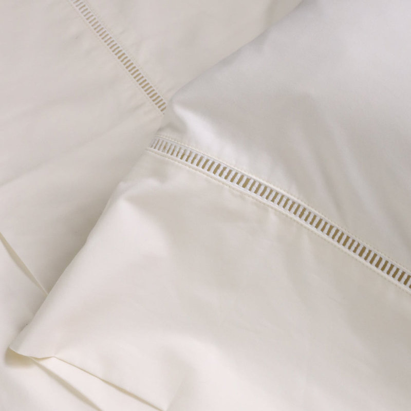 Taie d'oreiller en satin 300 fils Como, Standard, Ivoire