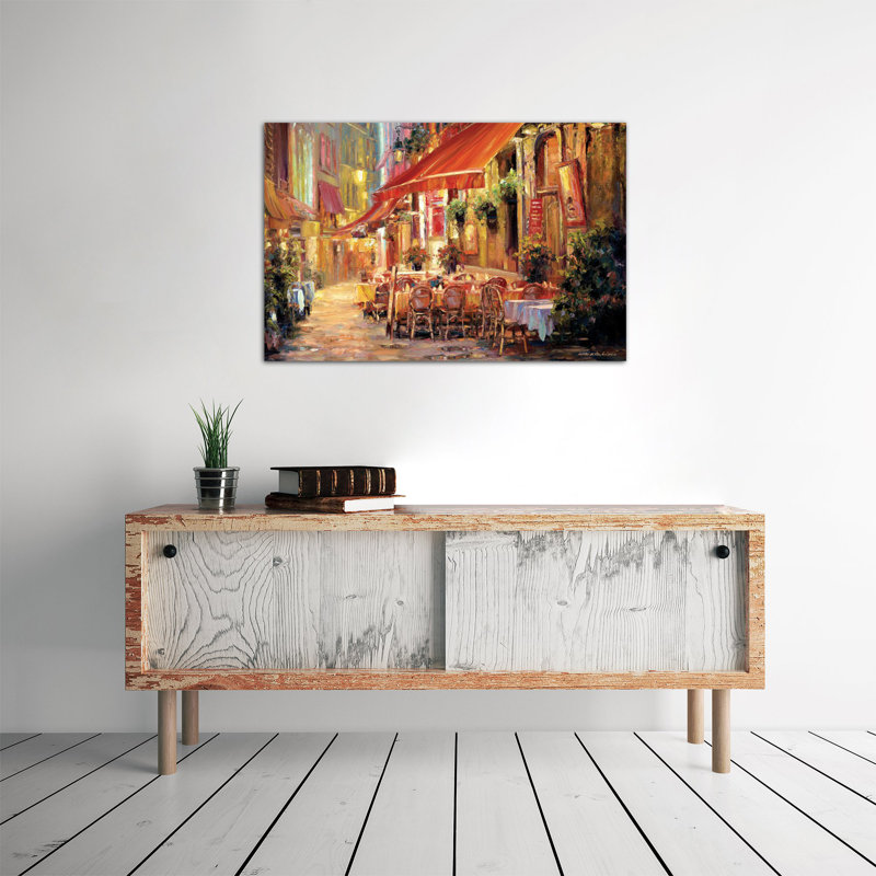 « Café in Light », reproduction d'art sur toile tendue, H 26 po x l 40 po x P 1,5 po, Pas de tapis, Toile tendue