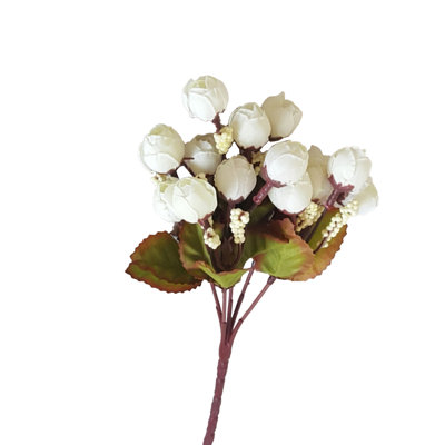 Faux fleurs artificielles en fausse soie, fleurs artificielles de camomille, 5 fourchettes et 15 têtes de fleurs