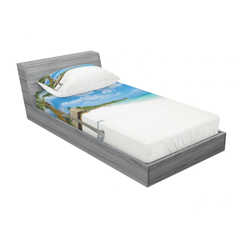 Ensemble de draps Tropical Exotic Seashore, Ensemble de draps pour lit simple avec drap-housse