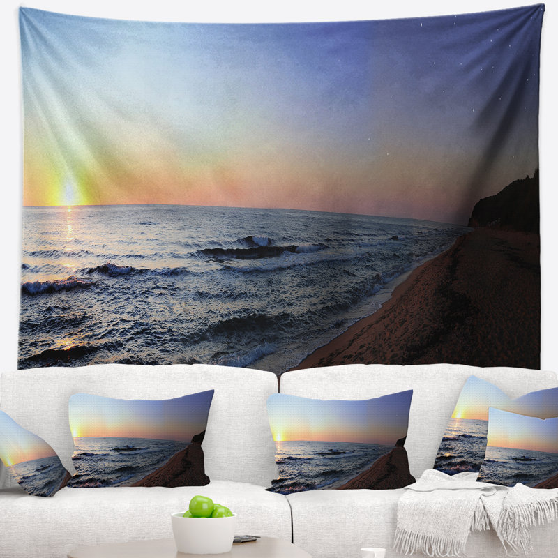 Tapisserie Seashore Sunset Beach Panorama, H 50 po x l 60 po