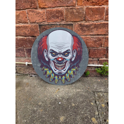 Hallowenn Scary Clowns Head Circle Wall Décor