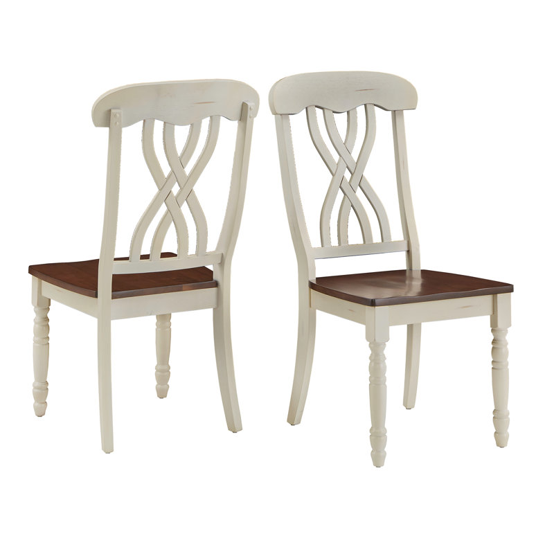 Alyssha Solid Wood Cross Back Side Chair, Antique White/Cross Back