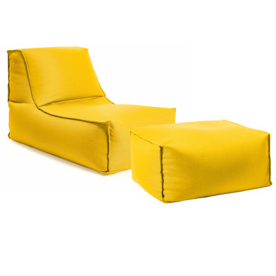 Alpine Large Outdoor Bean Bag Lounge Set With Matching Ottoman Pouf