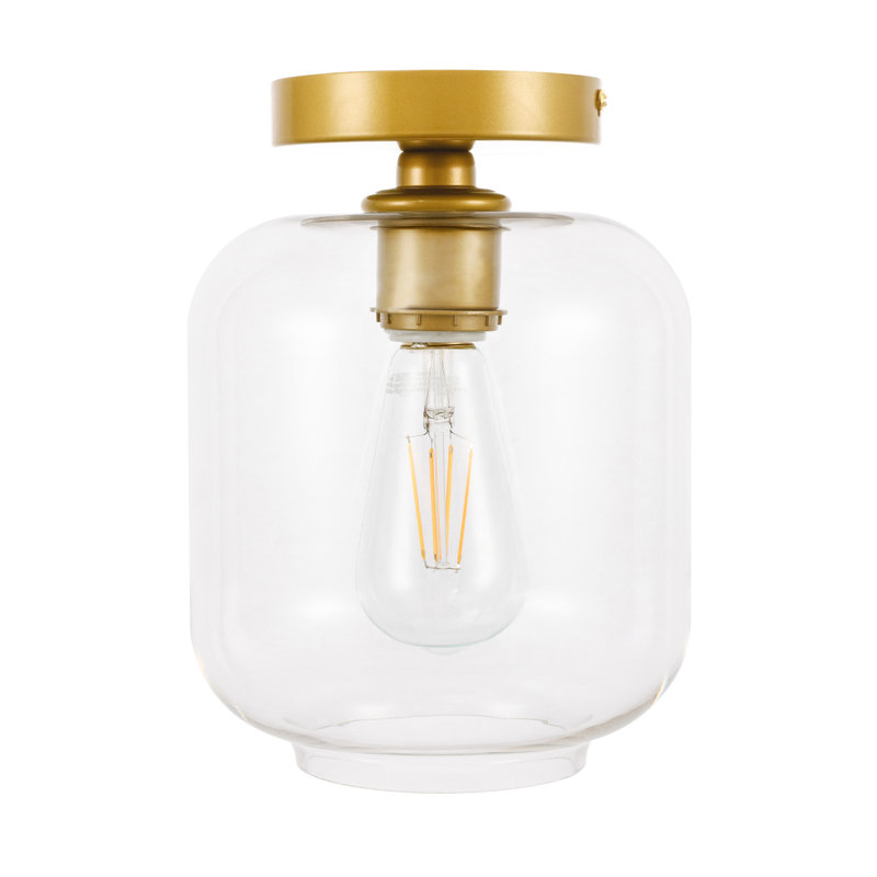 Drinkard Glass Flush Mount, Brass, Clear