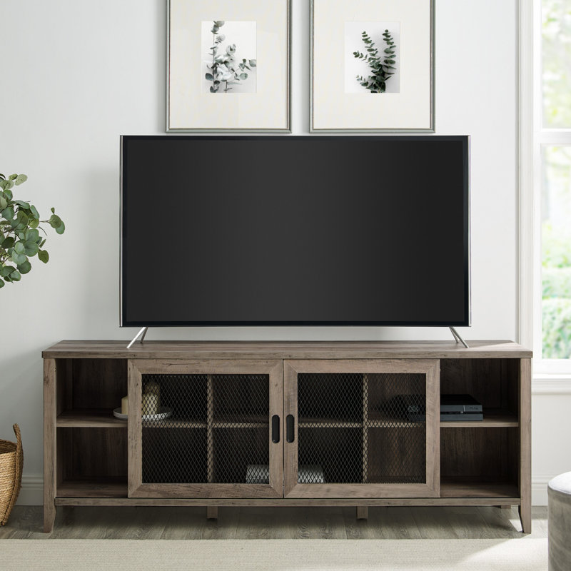 Terence 70" TV Stand with Sliding Doors for TVs up to 80", Gray Wash
