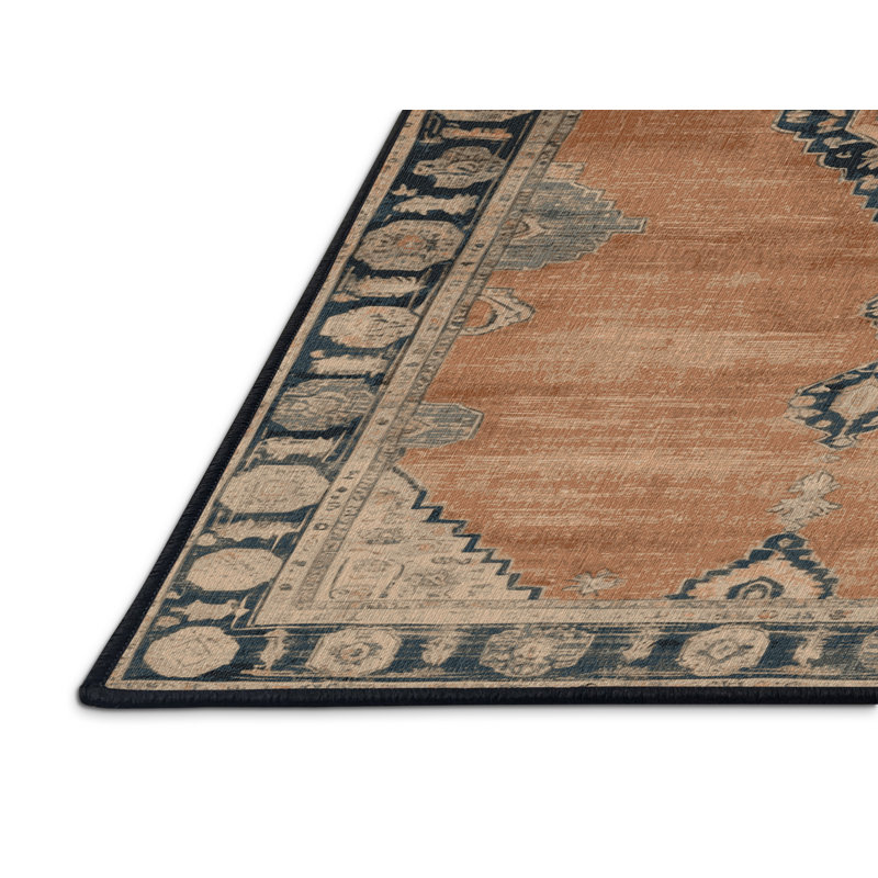 Tapis beige surteint lavable à la machine, Rectangle 6 pi x 9 pi