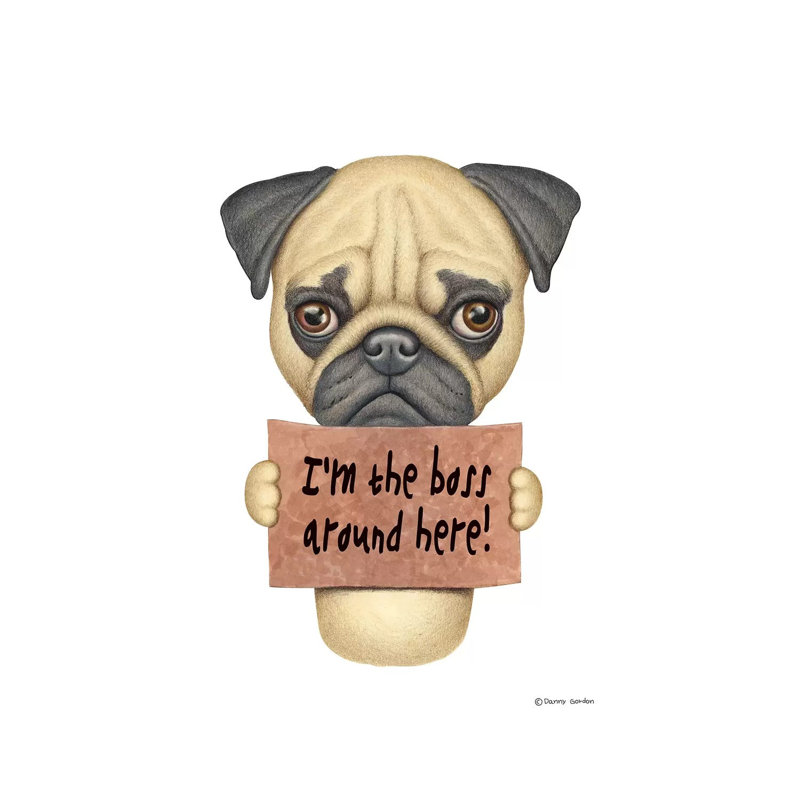 Pug I'm The Boss by Danny Gordon - Gallery-Wrapped Canvas Giclée on Canvas, Canvas, 30.48 cm H x 45.72 cm W