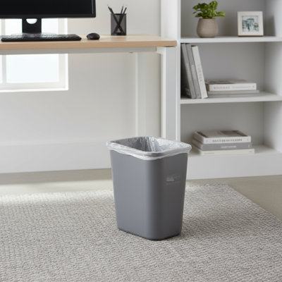 Gray 7 Gallon Commercial Trash Can, Plastic Resin Material, Can Be Placed Under Desk Sink Cabinet