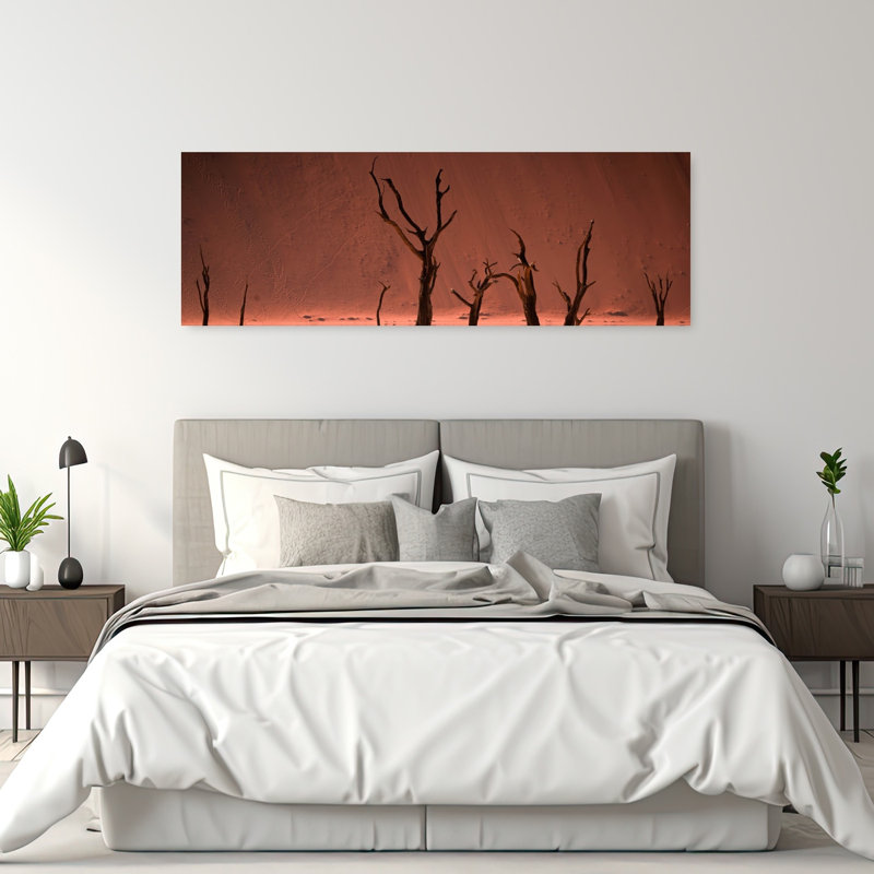 Anciens arbres désertiques abstraits, paysage dramatique minimaliste, nature, art mural, H 20 po x l 60 po