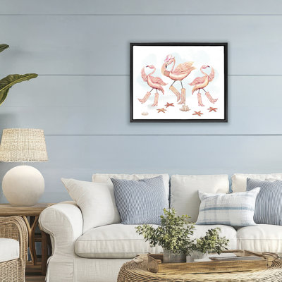 Dancing Cowboy Flamingoes Floating Frame, design by Ziwei Li