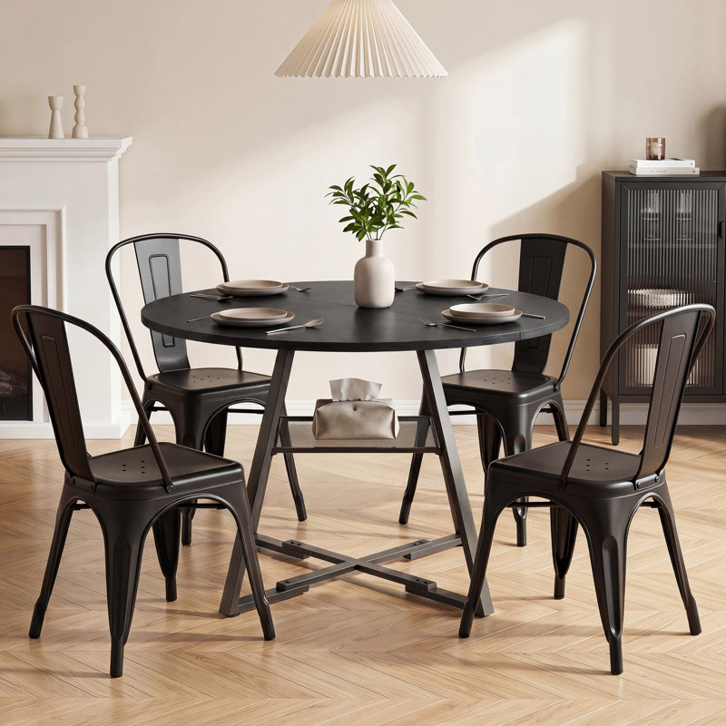 Ensemble de table de salle à manger 5 pièces Andover Mills, 30.71'' H X 42.13'' W X 42.13'' D, Brown, Black