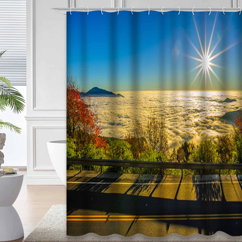 Rideau de douche avec 12 crochets Beautiful Morning Sunrise Mountain Sky, L 72 po x l 78 po