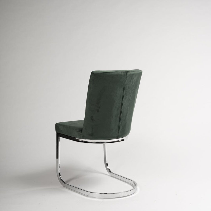 Aurelus 48cm H Tufted Upholstered Cantilever Chair in Black, Green, Chrome