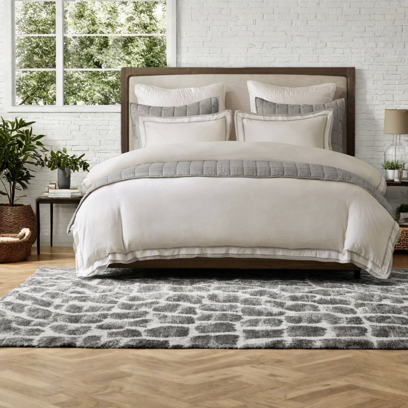 Ensembles de literie 3 pièces de luxe, mélange de lin, design moderne avec détails à bride