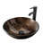 Dark Brown Glass Hand Hammered Circular Vessel Bathroom Sink with Faucet-130371089