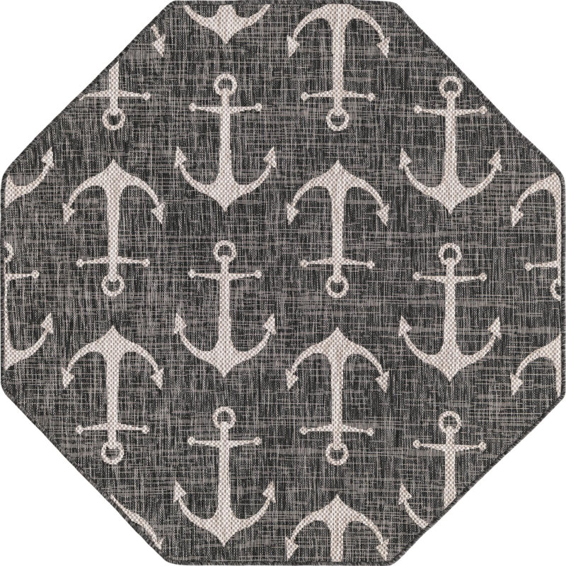 Glidden Geometric Indoor / Outdoor Rug, Octagon 5'3" x 5'3"