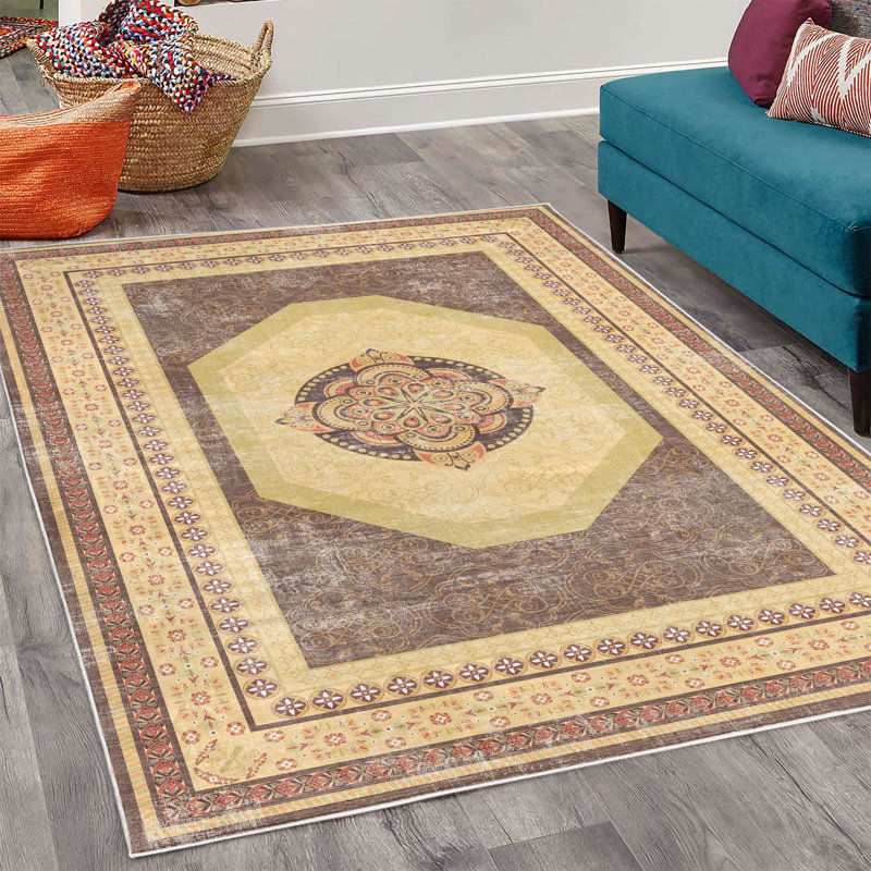 Tapis décoratif bohémien, Rectangle 4 pi x 5 pi 5 po