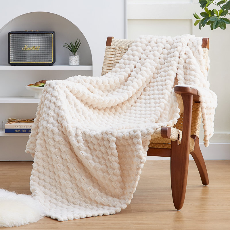 EXQ Home Turtle Shell Throw Blanket Beige for Couch Gentle Soft Fleece, Throw, Beige
