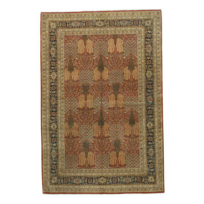 Tapis oriental brun / noir / rouge en laine noué à la main 5 pi 9 po x 10 pi 1 po Oriental