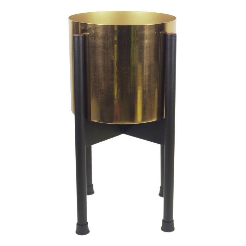 Handmade Metal Cachepot, Black/Gold
