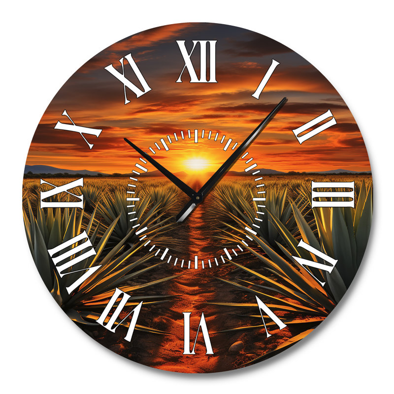 Horloge murale orange et verte mexicaine Téquila Sunrise - Farmhouse, Grand