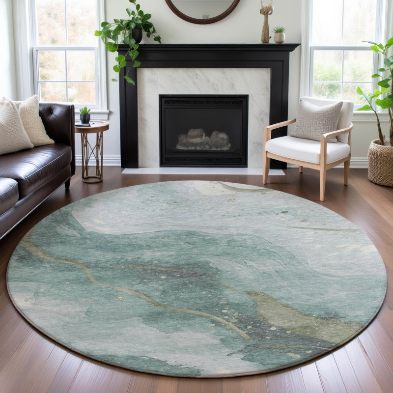 Premium Machine Washable Northdale AMF1529 Waves Rug, Round 8'