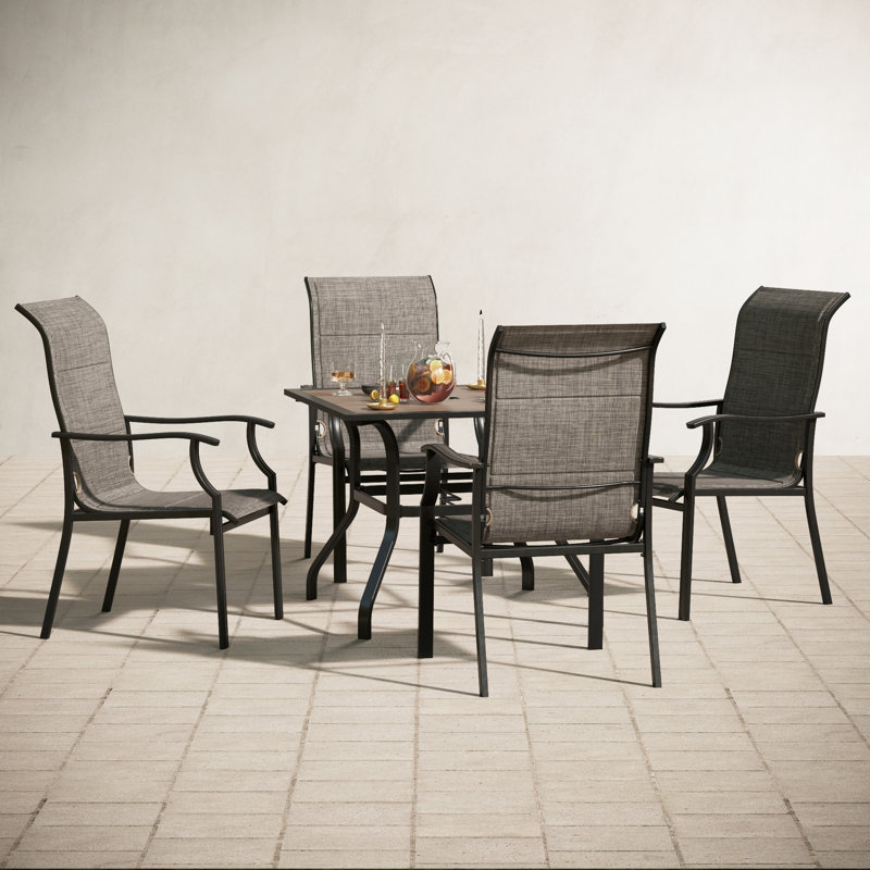 Horwich 4 - Person Patio Dining Set Umbrella Hole Included Square Table