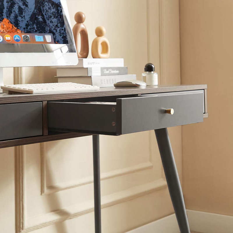 Bureau d'écriture avec tiroirs, Noyer / gris foncé