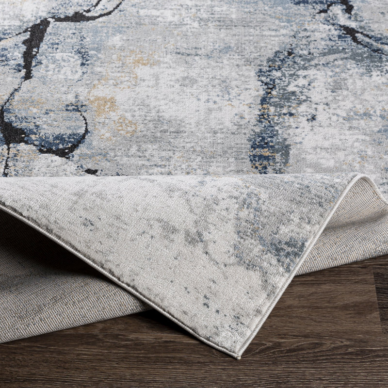 Steve Abstract Gray Area Rug, Rectangle 7'10" x 10'