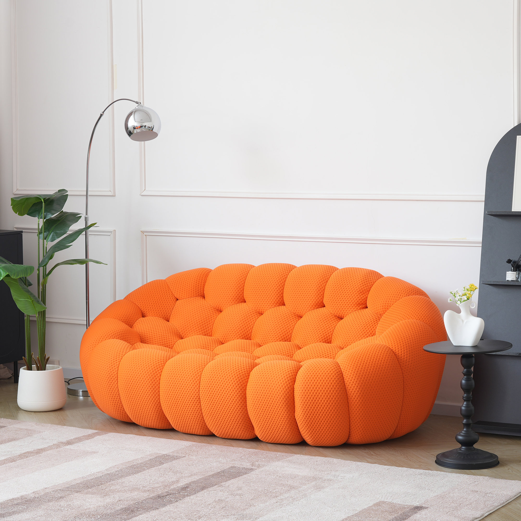 Chelo 78.74'' Orange Upholstered Sofa