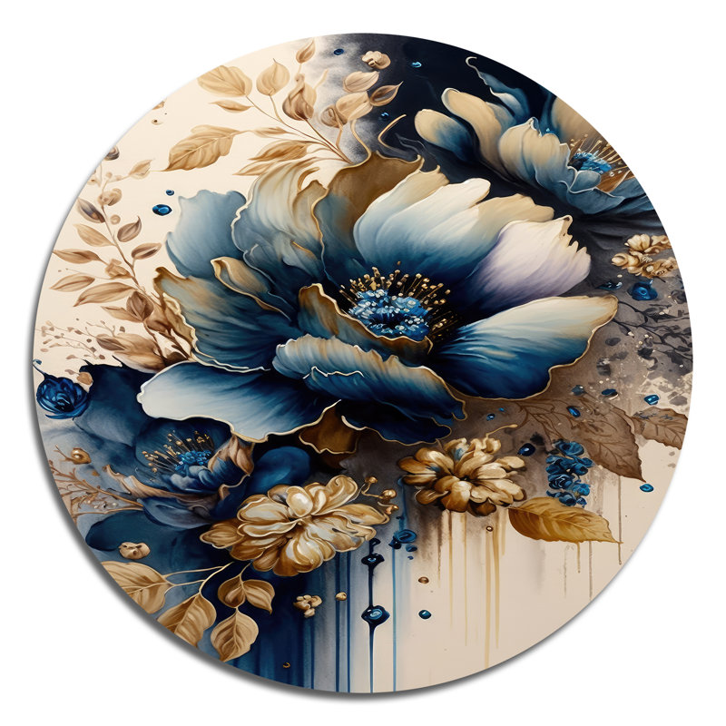 Gistel - Art floral rond en métal, H 36 po x l 36 po