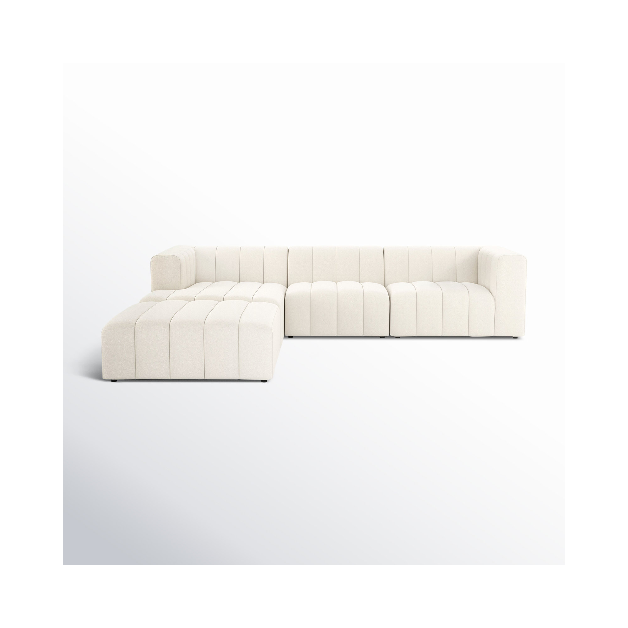 Bowry 110" Wide Sofa & Chaise with Ottoman, Left Hand Facing, Fayette Cloud Polyester Blend