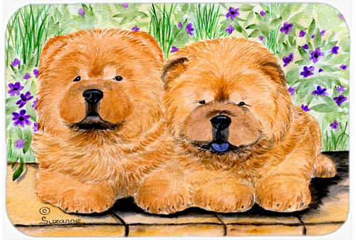 Two Brown Chow Chow Glass Cutting Board