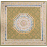 Hand-Knotted High-Quality Green and Ivory Area Rug