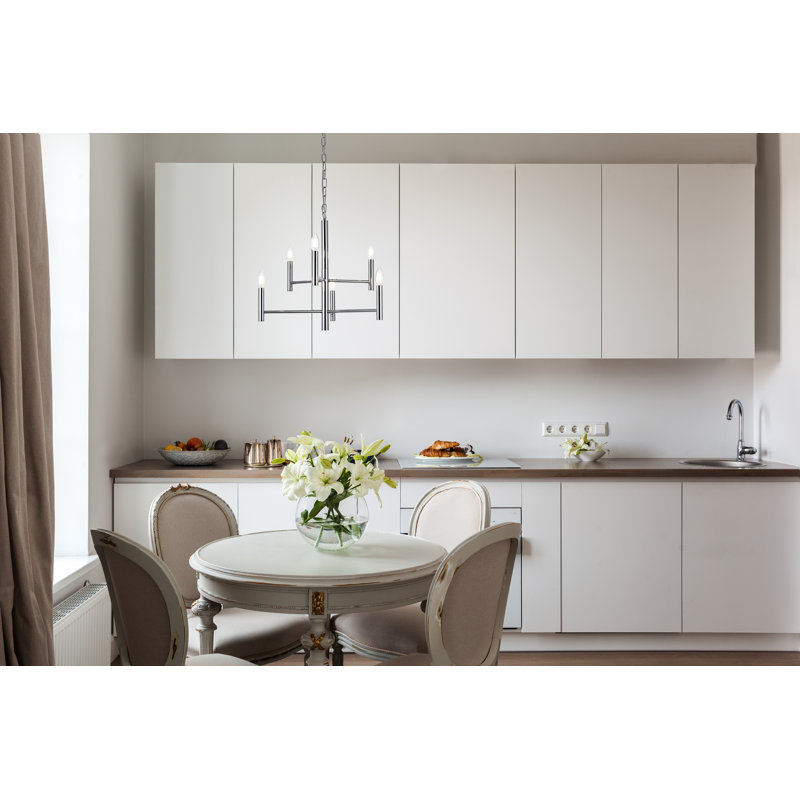 Luminaire suspendu géométrique unique Cartell, Chrome, 6 lumières, H 19,9 po x l 22 po x P 22 po