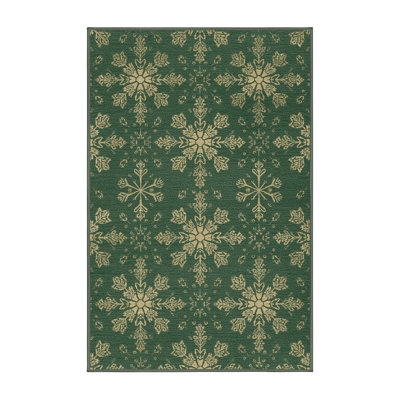 Tapis vert moelleux et moelleux à motif abstrait moderne et contemporain Farrer Christmas - reliure vert sauge