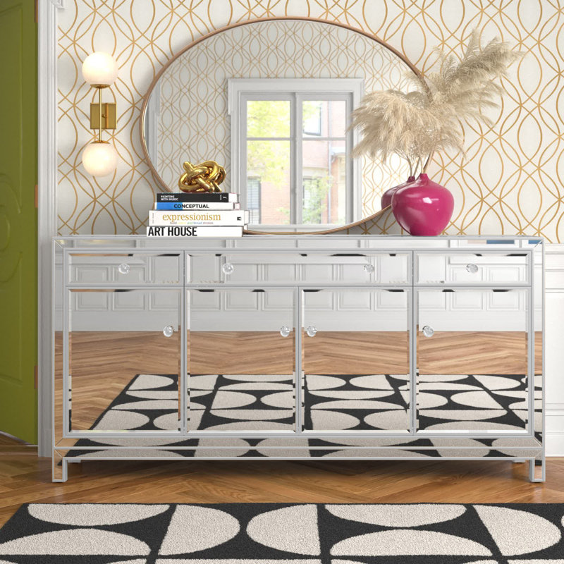 Crédence 3 tiroirs Bronx, Argent, H 36 po x l 72 po x P 15,75 po